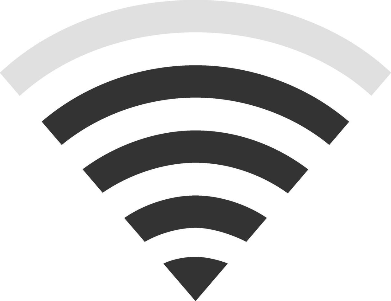 Wireless network symbol representing internet access and connectivity, illustrating the transmission of data through radio waves and highlighting network availability and strength vector