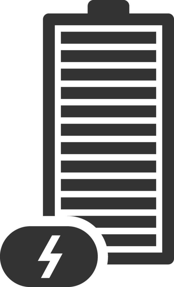 Battery icon indicating full charge status with lightning bolt symbol, representing energy, power, and electricity supply for electronic devices vector