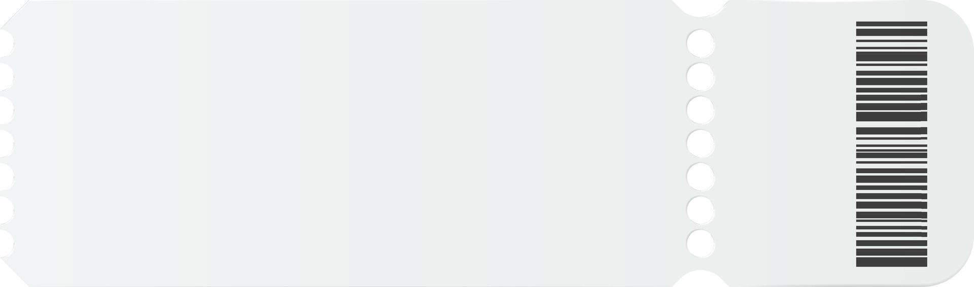 Blank white ticket or coupon with barcode and serrated edge represents purchasing power, access, or privilege, offering a versatile template for various promotional or ticketing needs vector