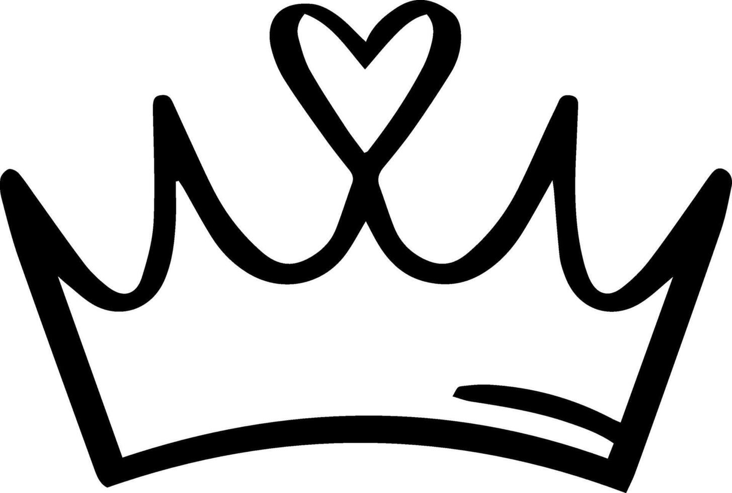 Hand drawn illustration of a crown with a heart shape, symbolizing love and royalty, perfect for Valentine's Day, weddings, or elegant romantic designs vector