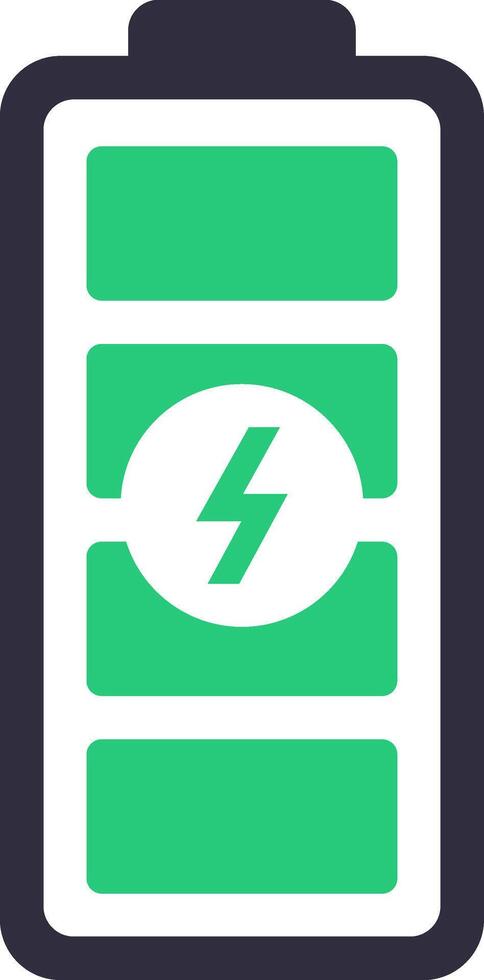 Green battery icon featuring a lightning bolt symbol, charging rapidly, conveying a sense of efficiency and powerful energy, representing modern technology and sustainable power solutions vector