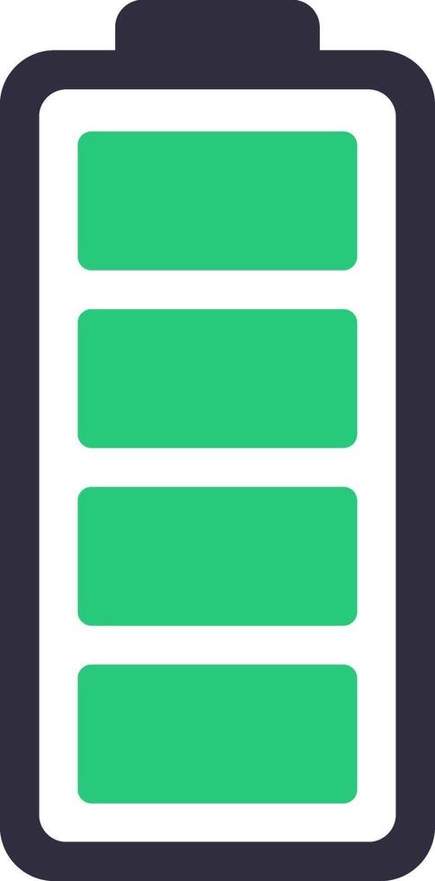 Full battery icon displaying a high power level, representing energy, charging, and power concepts. Ideal for illustrating modern technology and electronic devices vector