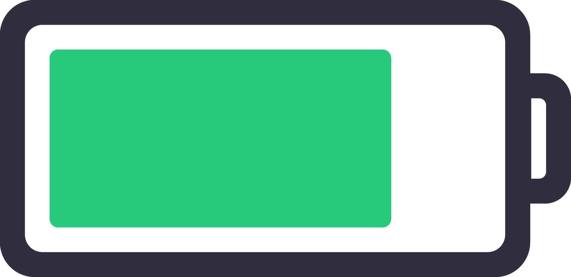 Partially charged battery icon featuring a green indicator level, representing energy status and power level for various electronic devices and technology applications vector