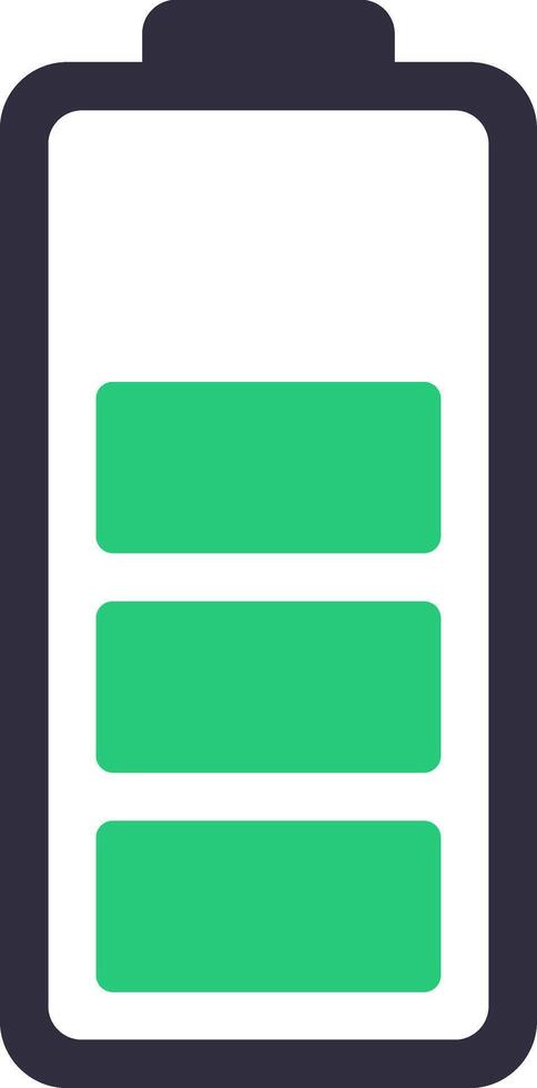 Simple illustration of a battery icon with three green bars indicating a moderate charge level, suitable for various energy and power related concepts vector