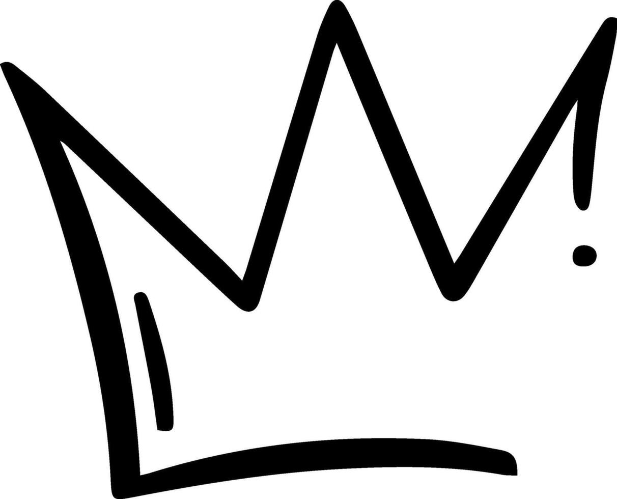 Simple, black and white, hand drawn crown representing royalty, power, and leadership, perfect for logos, illustrations, and design projects vector