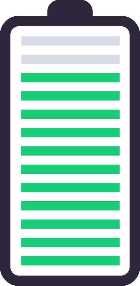 Green battery icon representing a moderate charge level, featuring partially filled bars alongside empty ones, illustrating the remaining power available for use vector