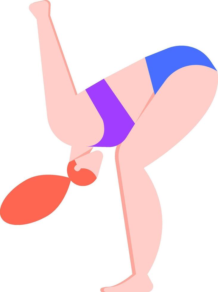 Minimalist illustration of a woman performing a yoga posture, emphasizing flexibility, balance, and mindfulness, promoting a healthy lifestyle through physical activity vector