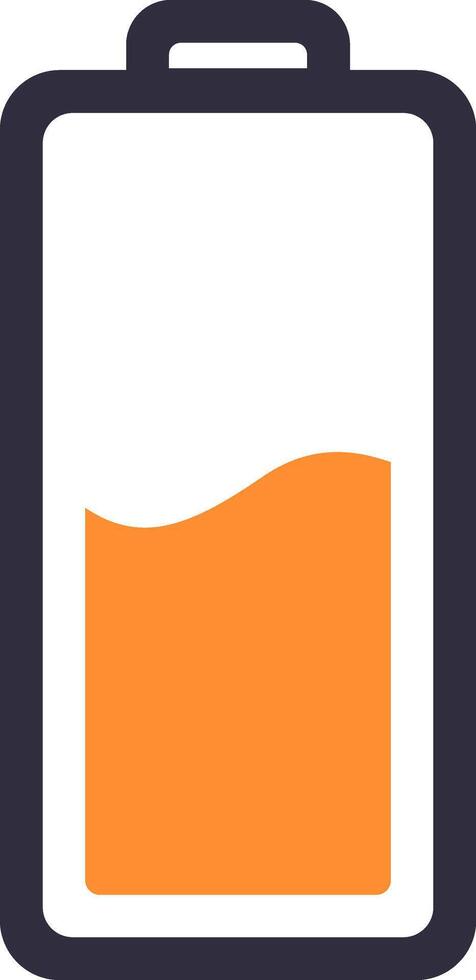 Simple battery icon displaying a moderate charge level, ideal for user interfaces and power status indicators in various electronic devices and applications vector