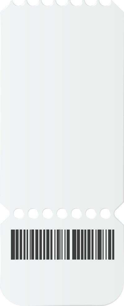 Blank white ticket featuring a barcode and perforation, embodying a purchasing concept suitable for various events or services, offering access and entry options for customers vector