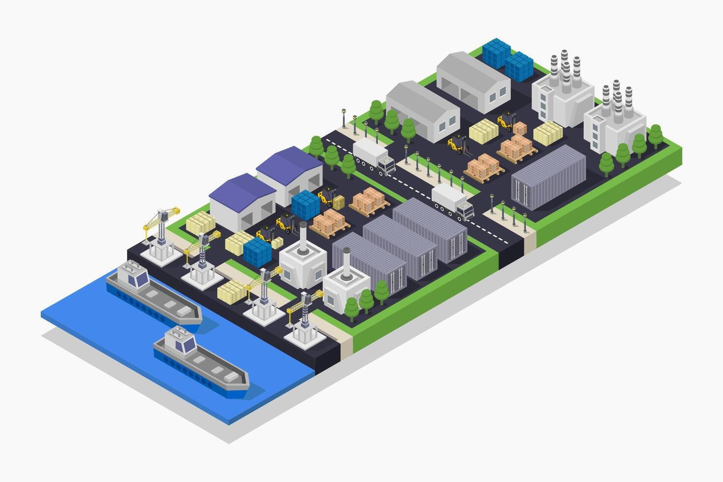 Industrial Port Isometric vector