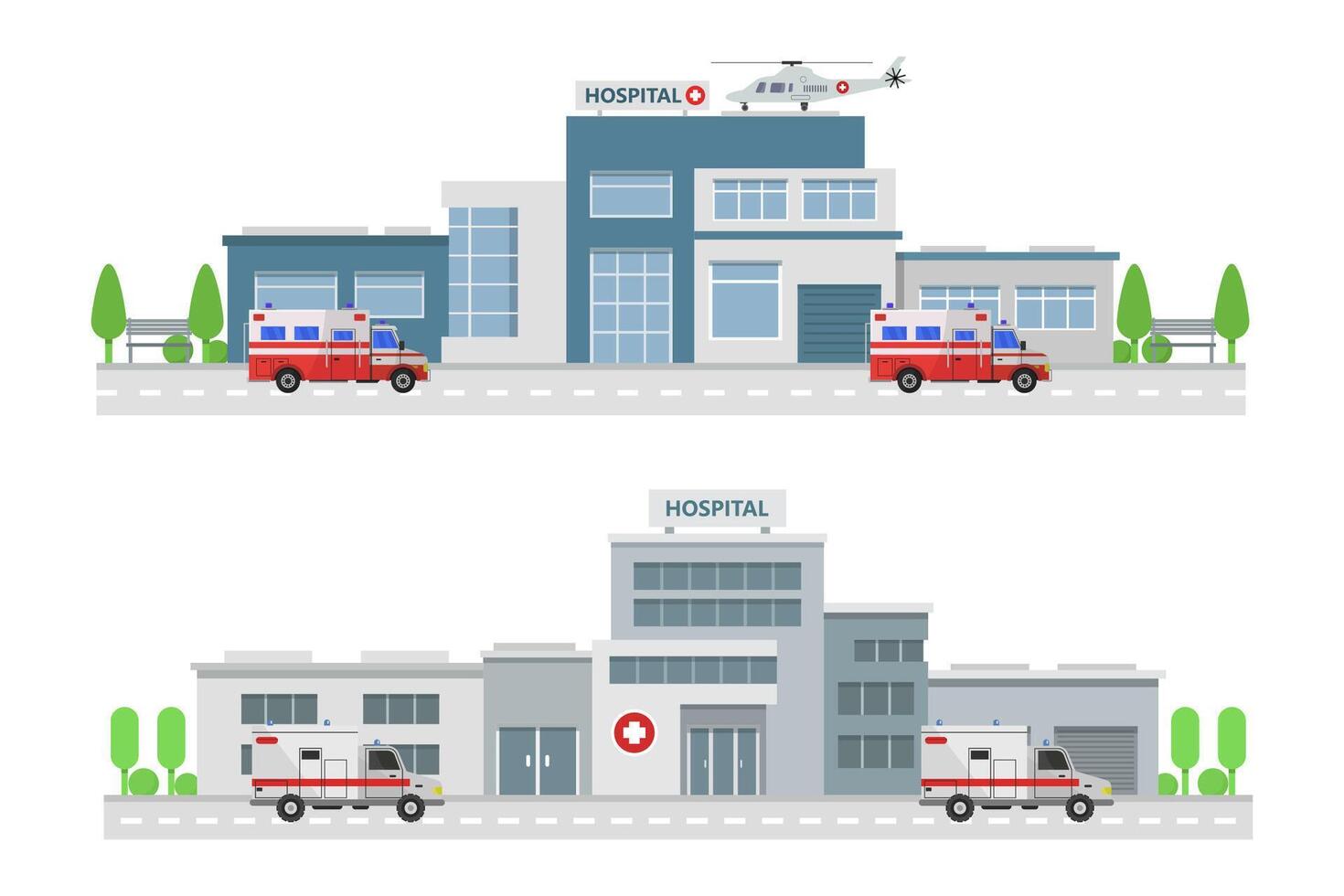 Hospital buildings illustrated vector