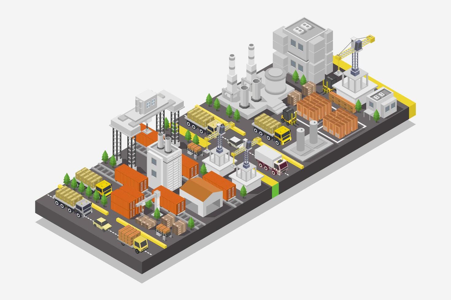 Industrial crane on railway isometric on white background vector