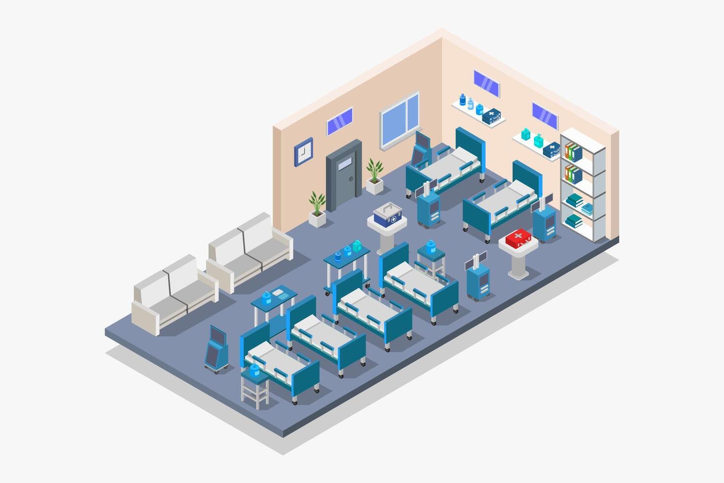 Hospital room isometric on white background vector