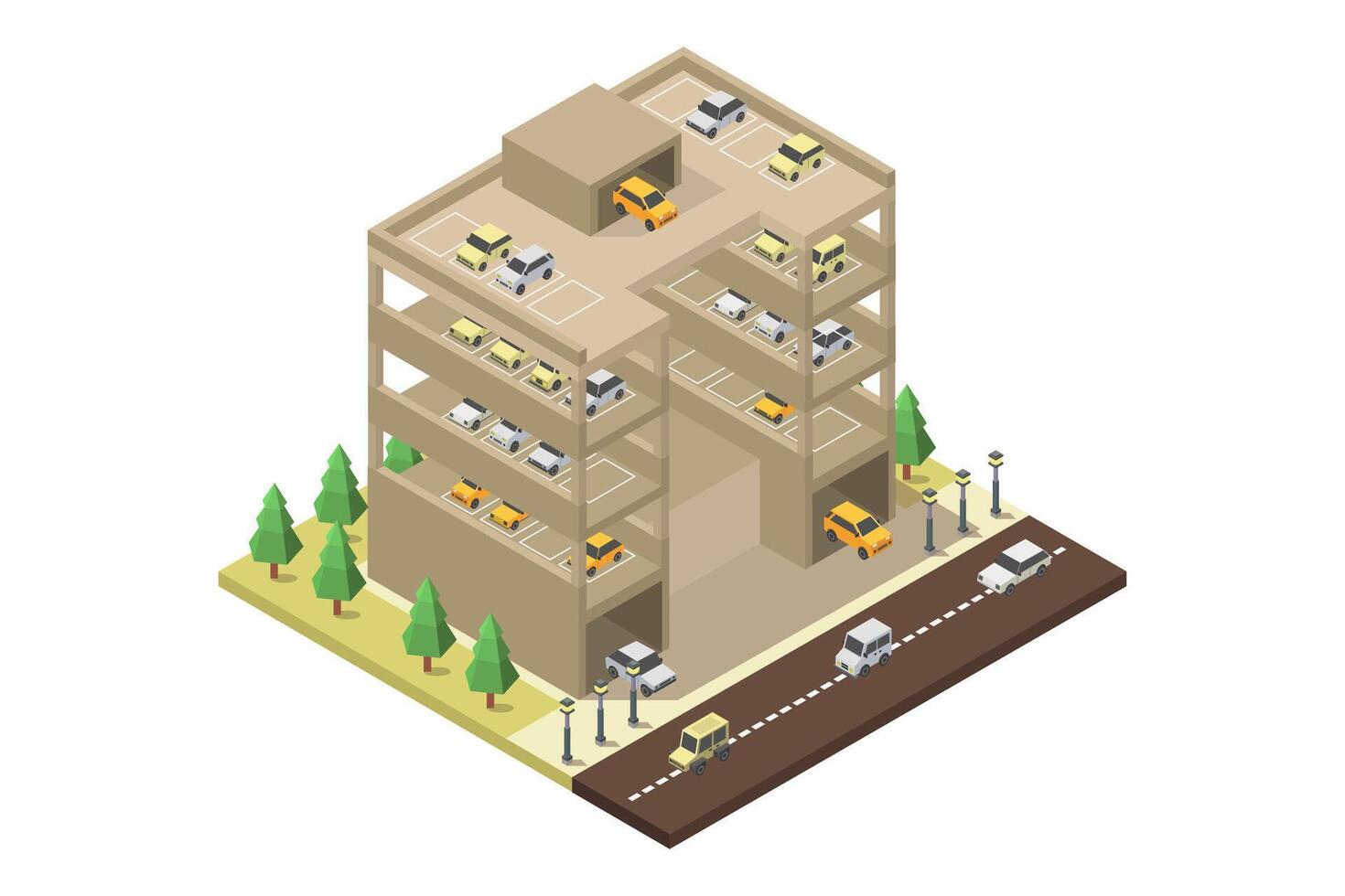 Multilevel car parking isometric vector