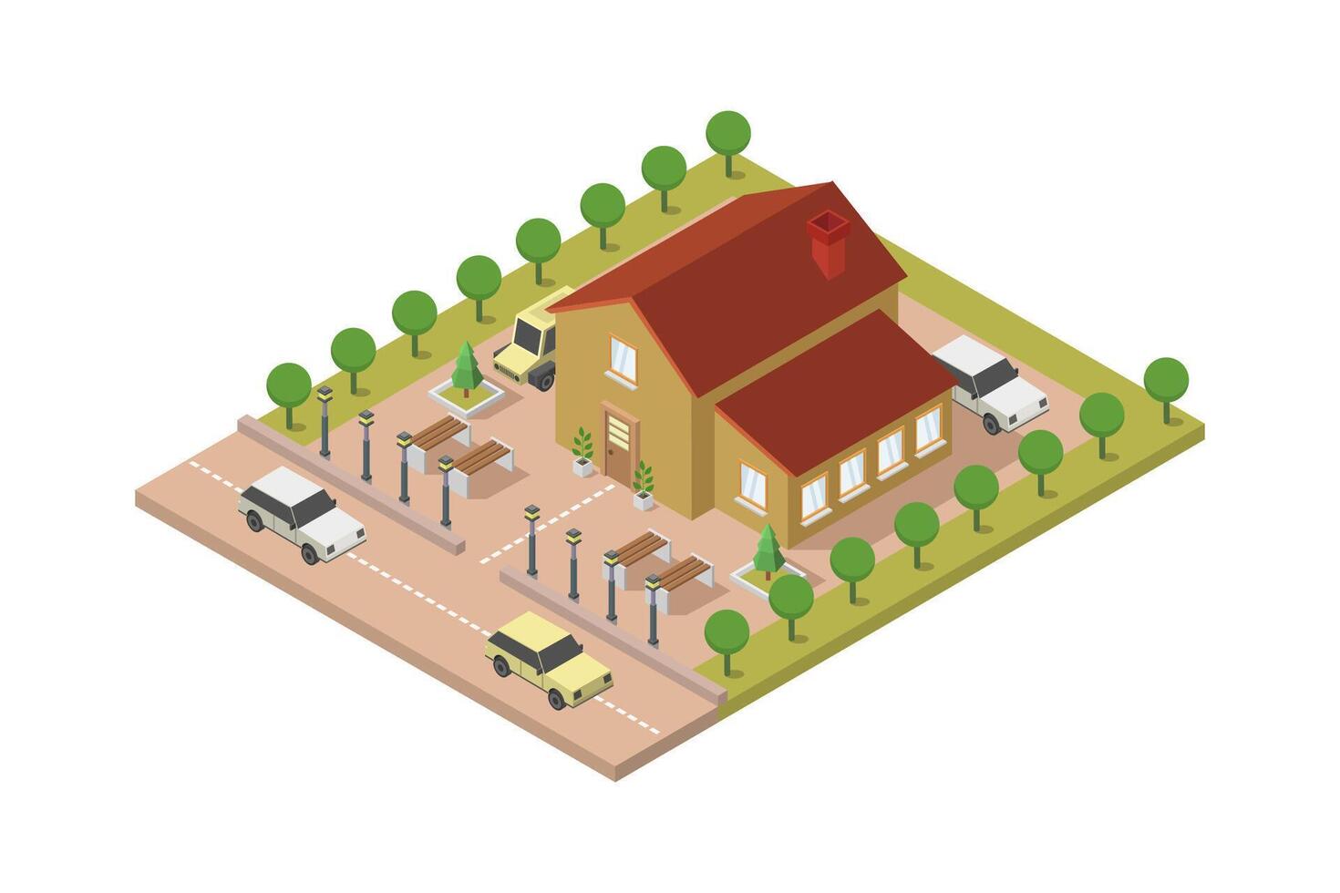 Isometric house on white background vector