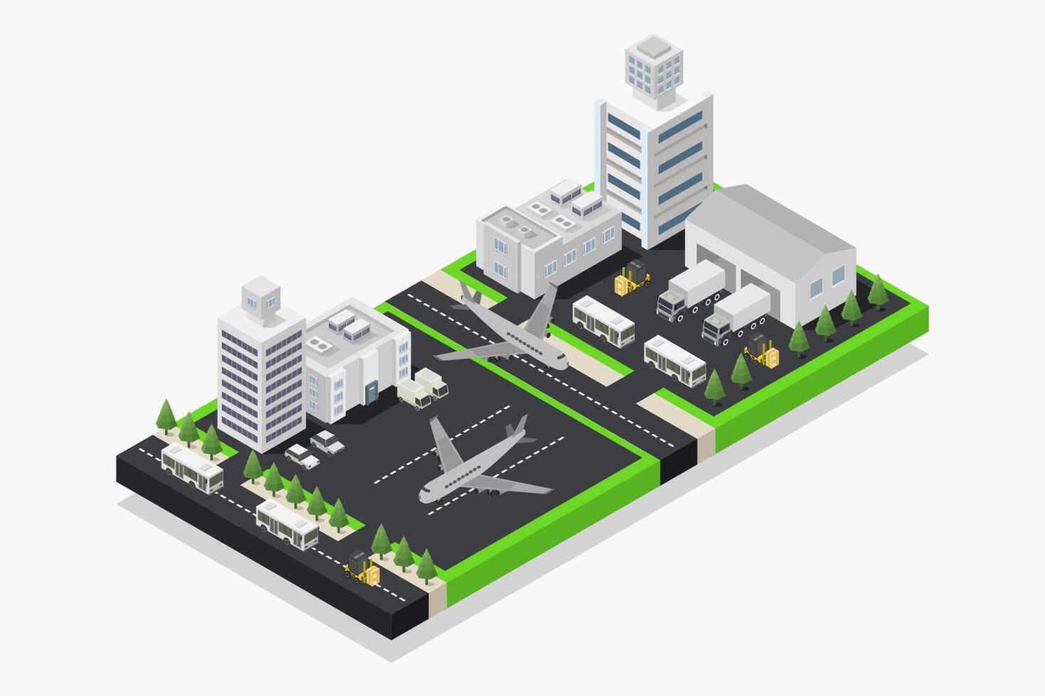 Isometric airport on white background vector