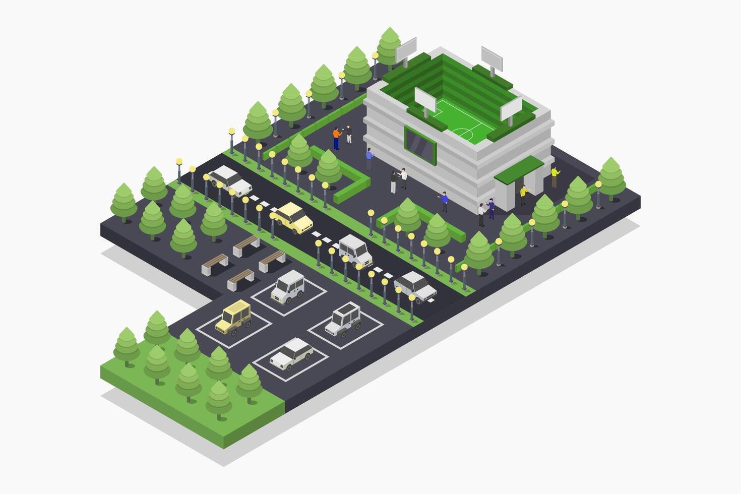 Football stadium isometric on white background vector