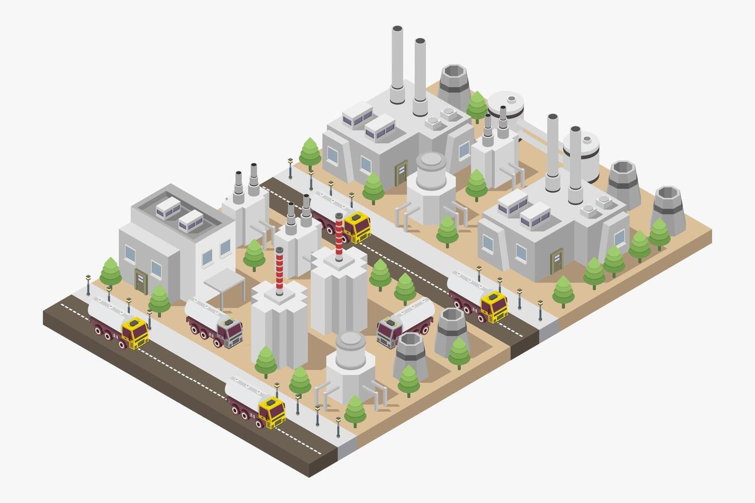 Oil and gas industry isometric on white background vector
