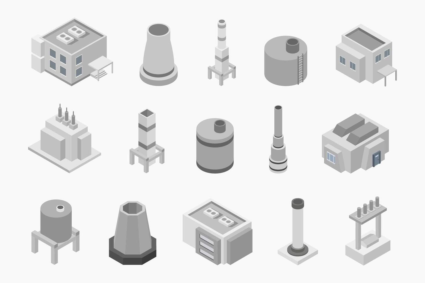 Industry elements isometric on white background vector