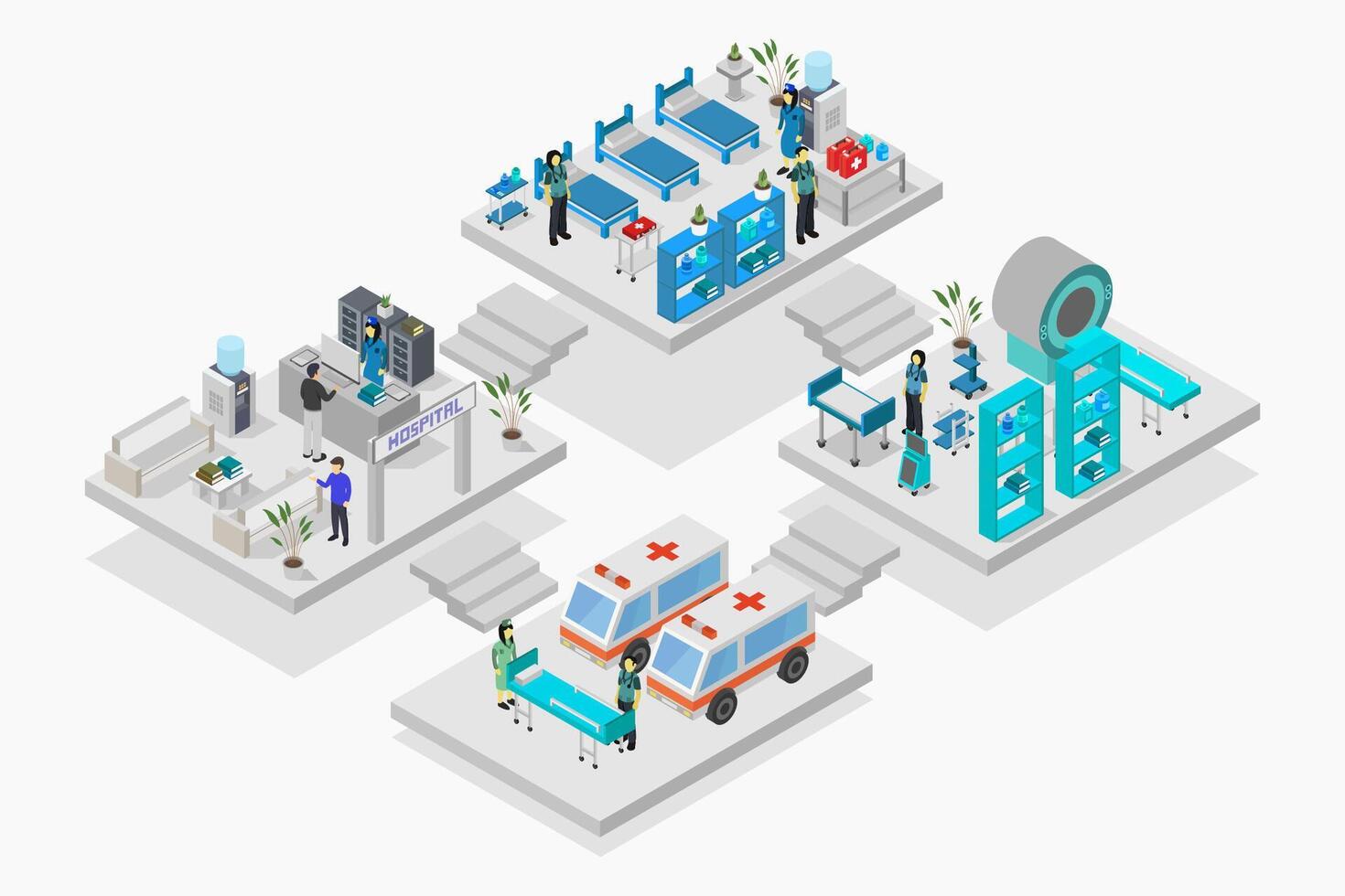 Hospital concept isometric on white background vector