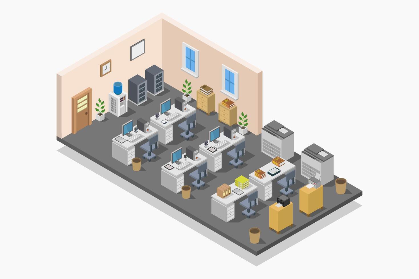 Isometric Office Room vector