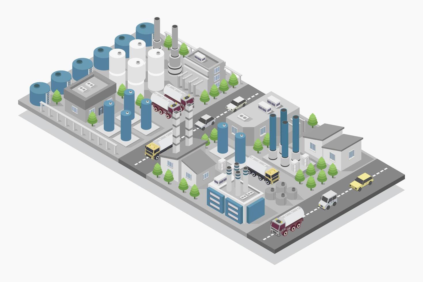 Oil and gas industry isometric vector