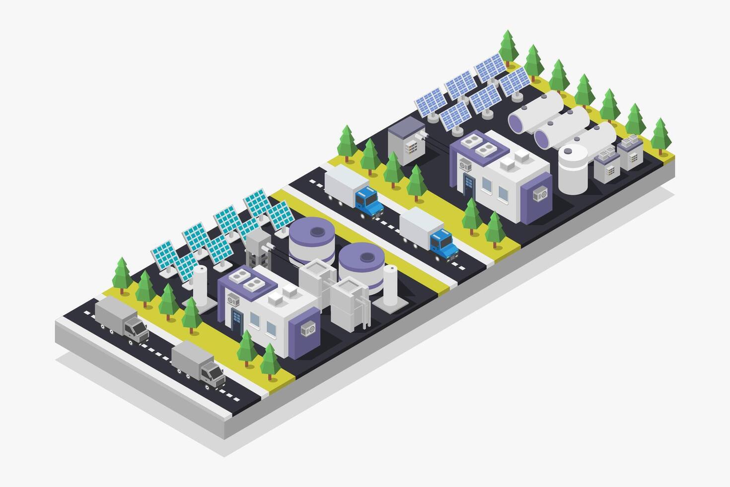 Hydrogen fuel cell ecology concept isometric on white background vector