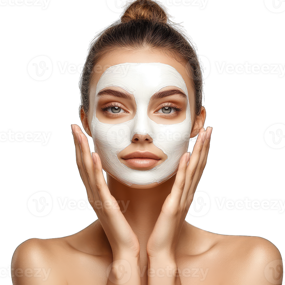 Beautiful woman with white mask on her face png