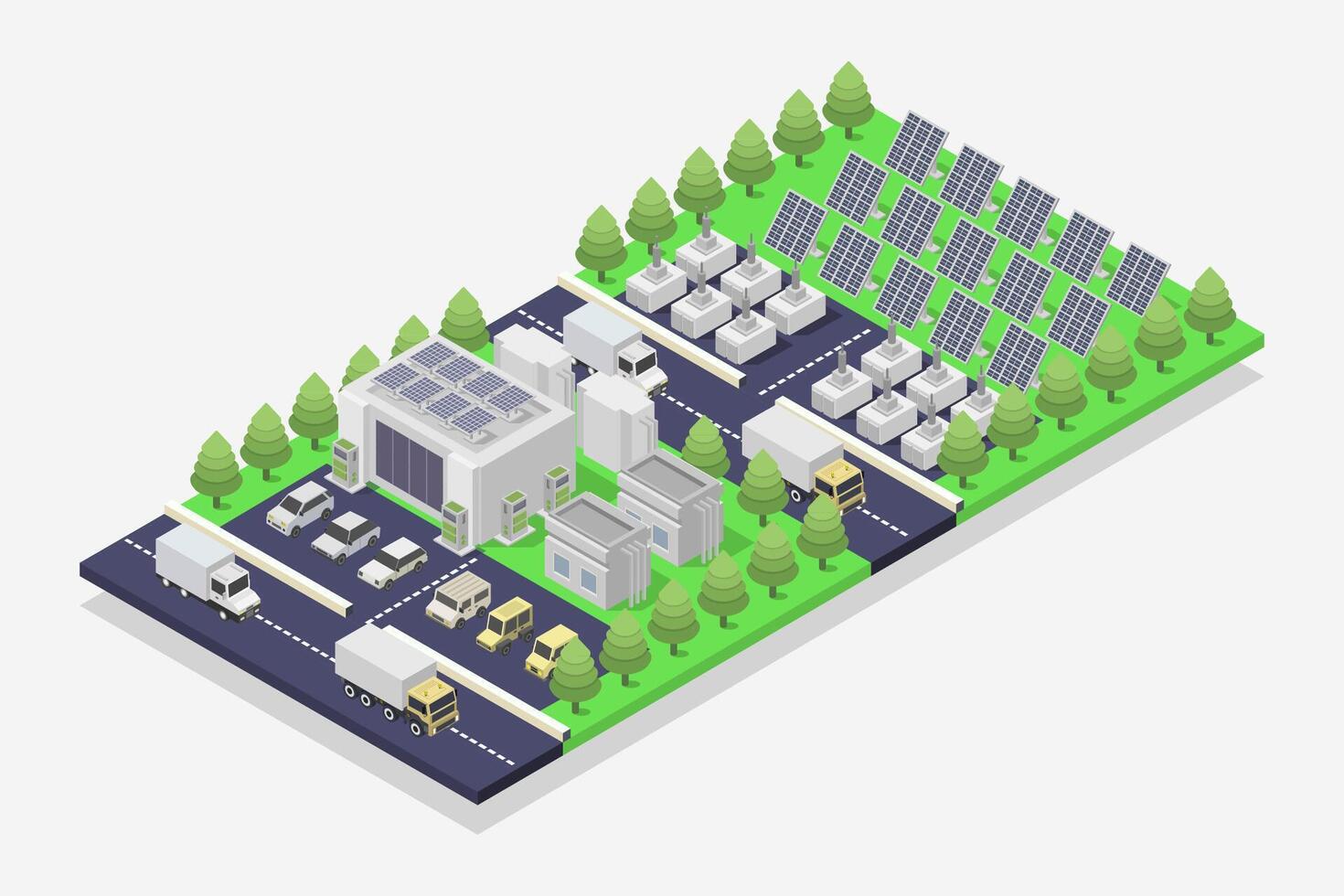 Charging station isometric illustrated on white background vector