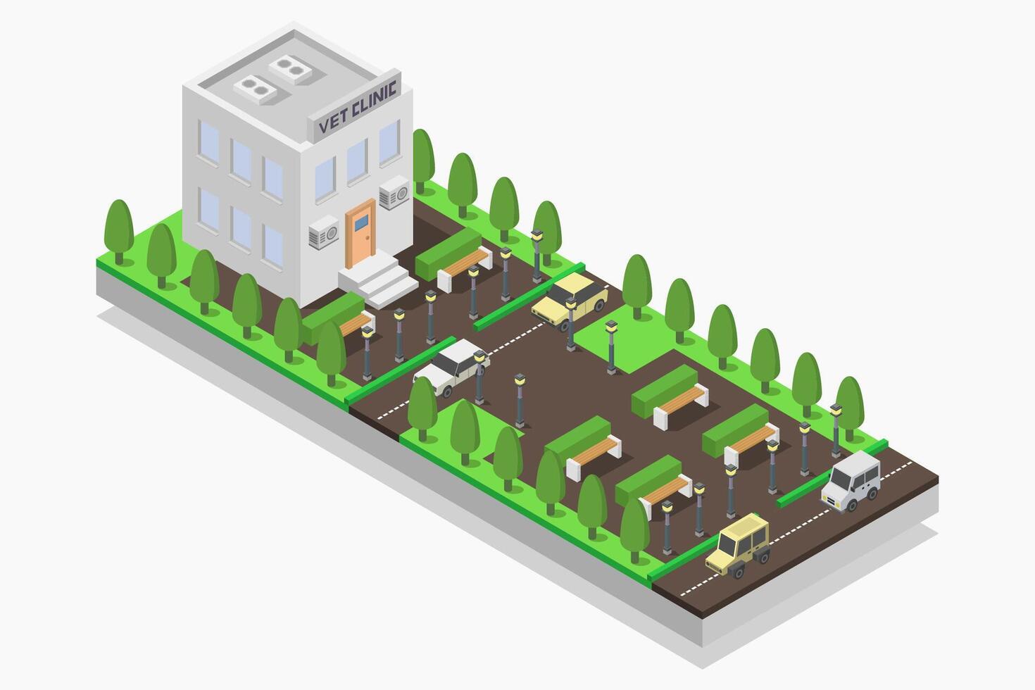 Vetclinic isometric on white background vector
