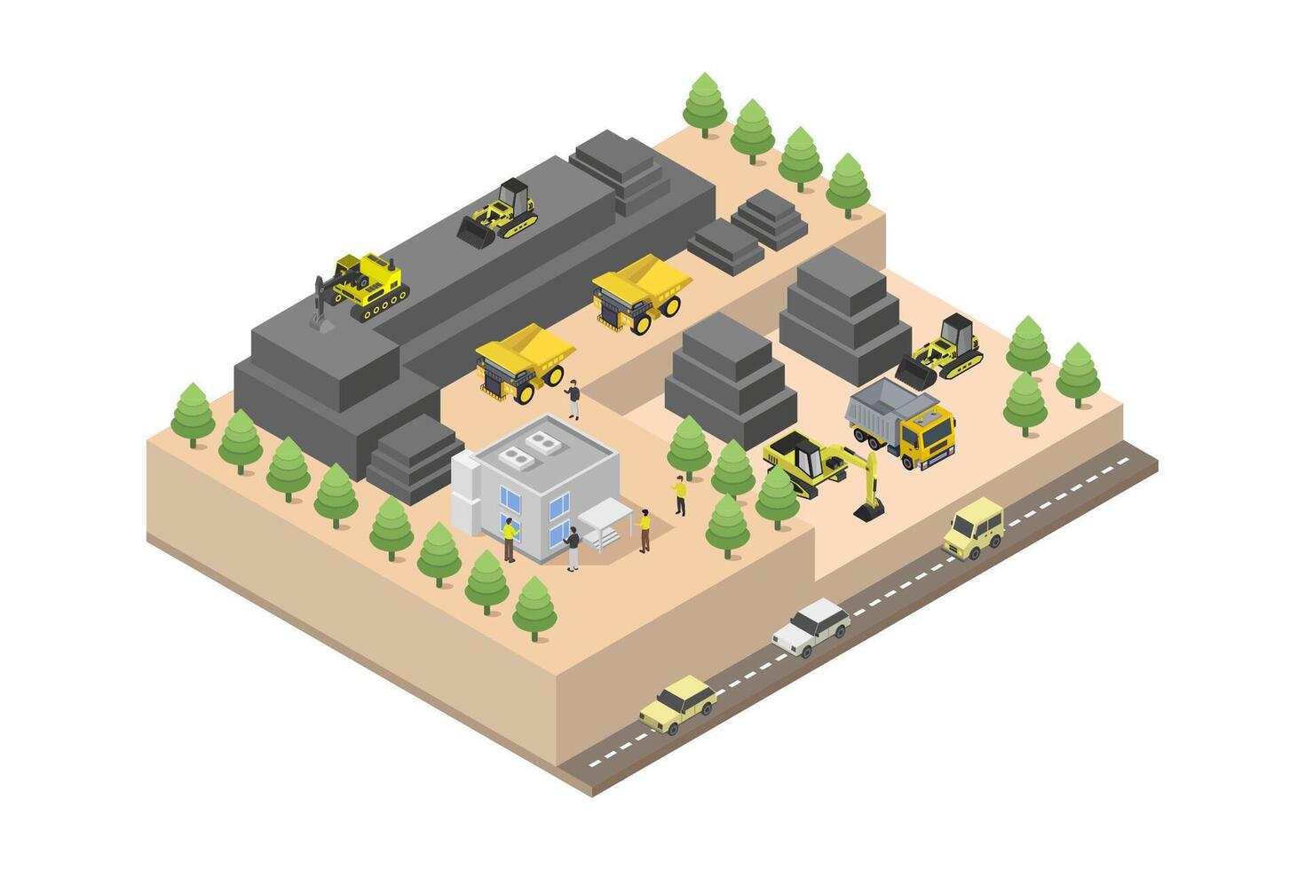 Mine industry isometric on white background vector