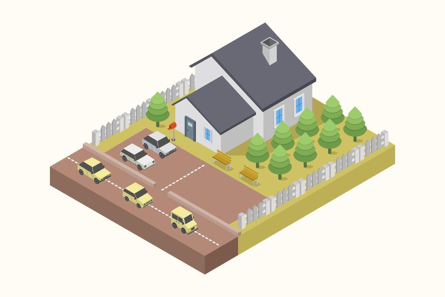 Modern house isometric illustrated on white background vector
