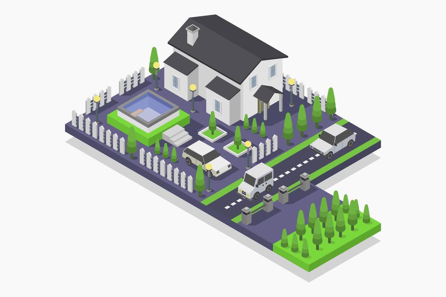 Isometric house illustrated on white background vector