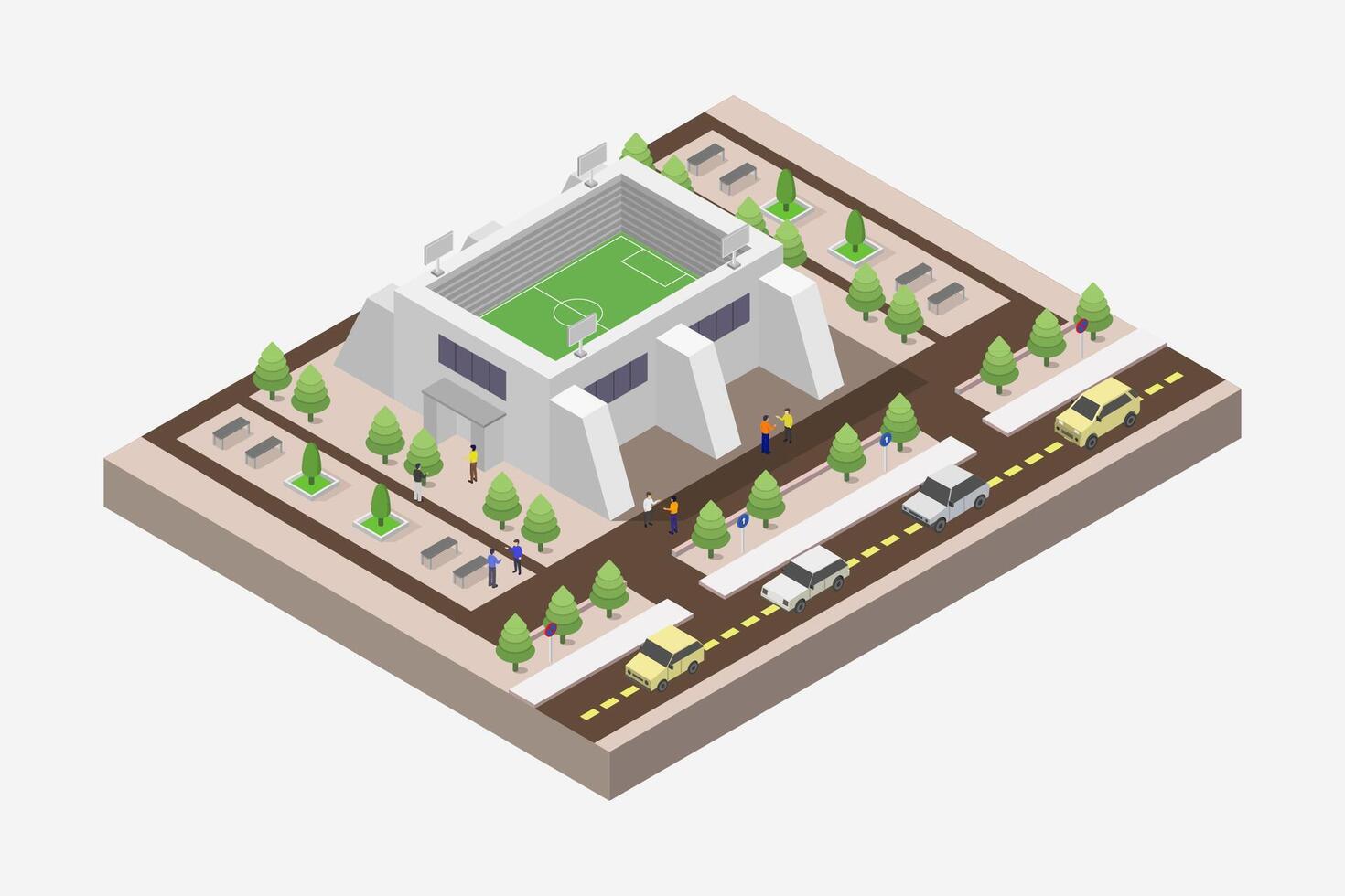 Isometric football stadium illustrated on white background vector