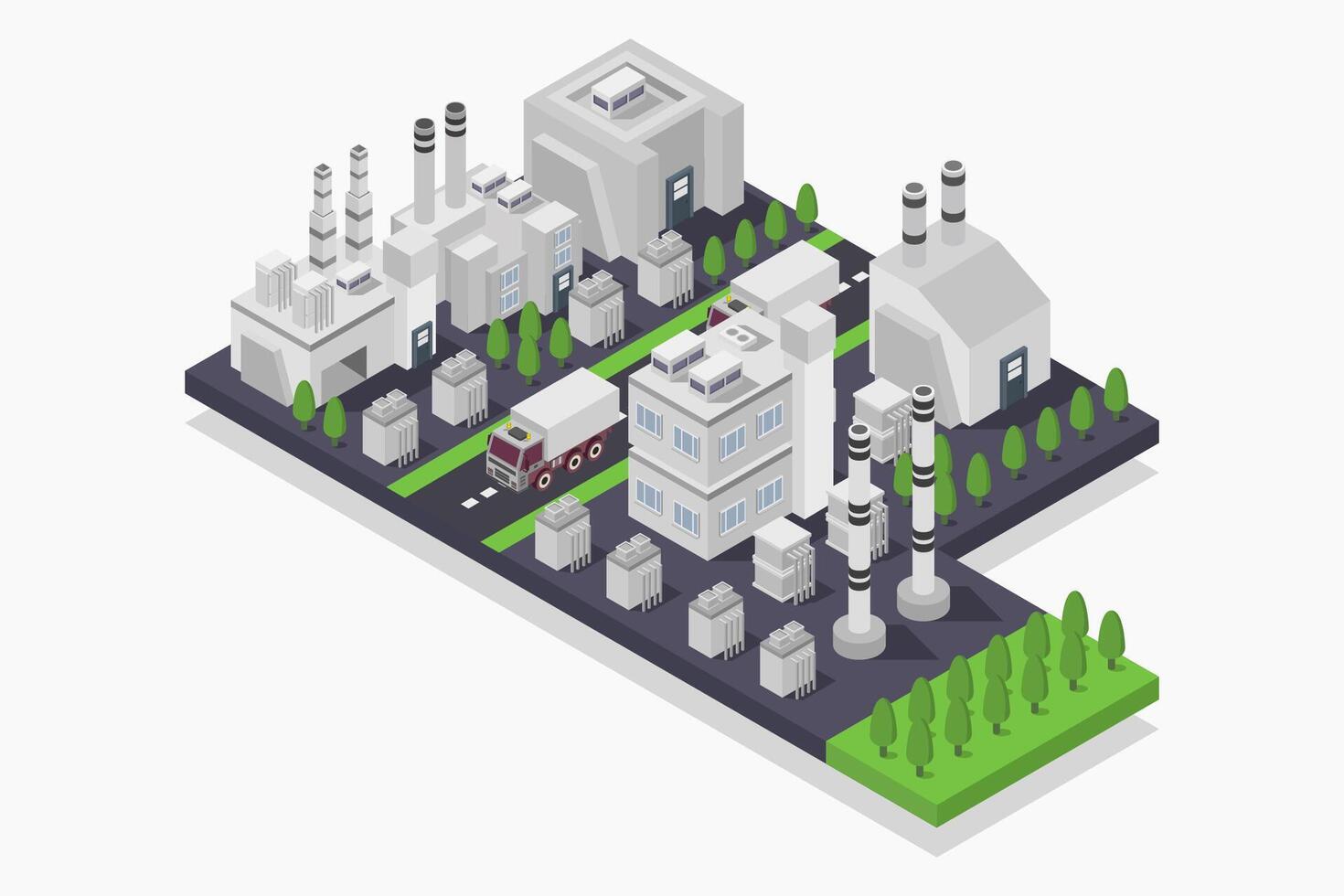 Geothermal power plant isometric illustrated on white background vector