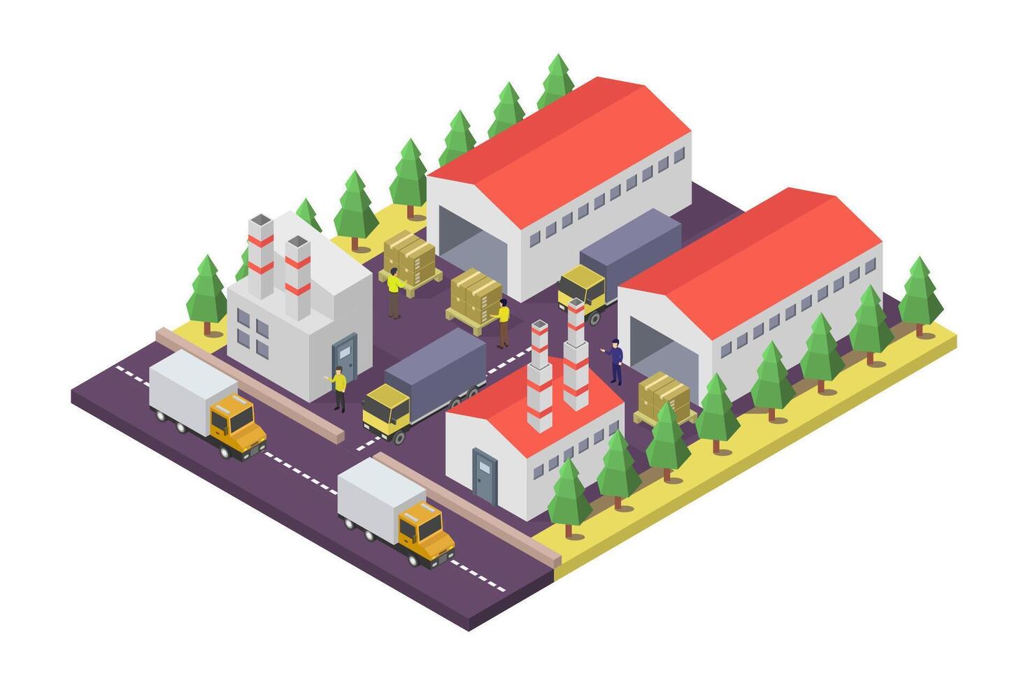 Factory isometric illustrated on white background vector