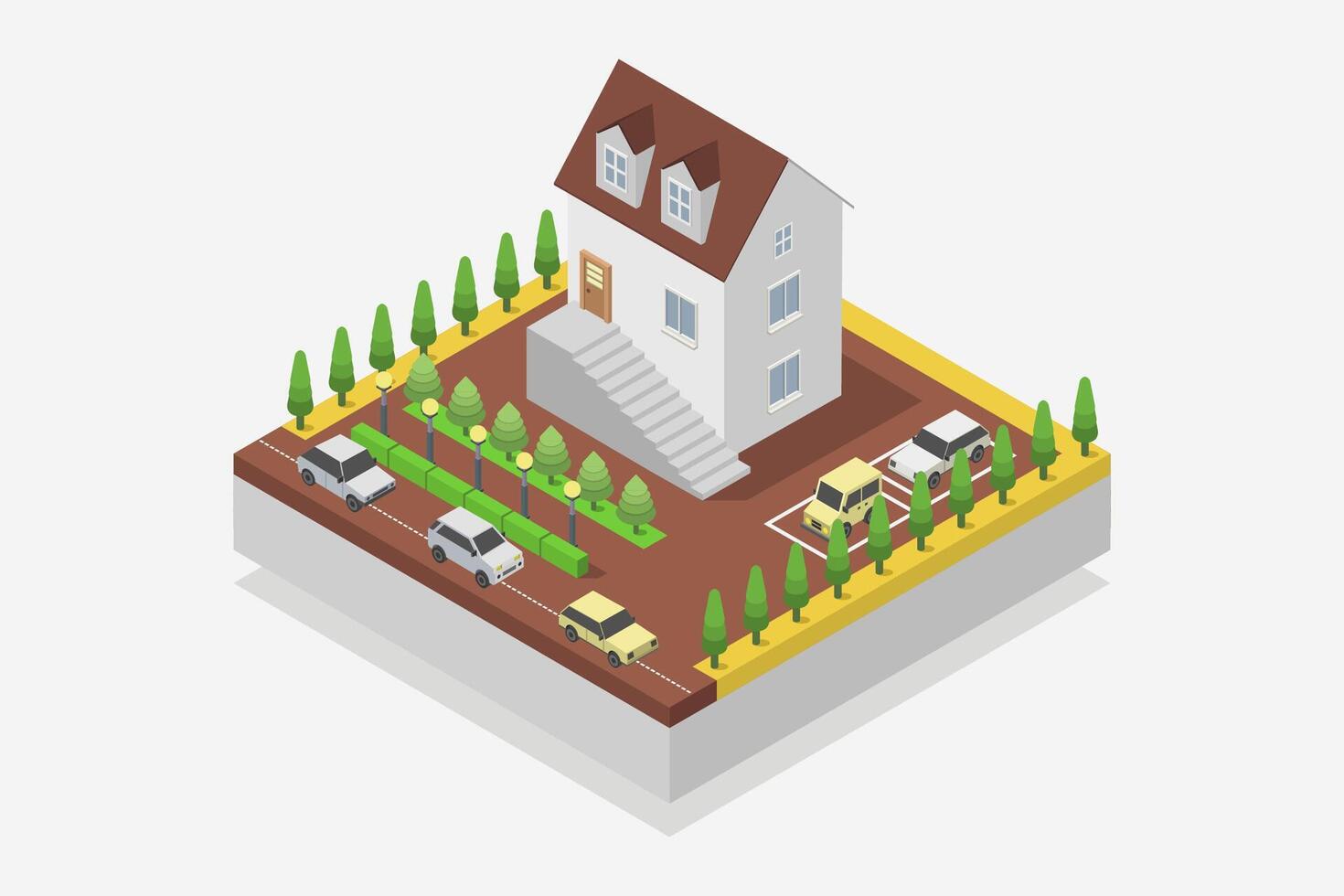 House isometric illustrated on white background vector