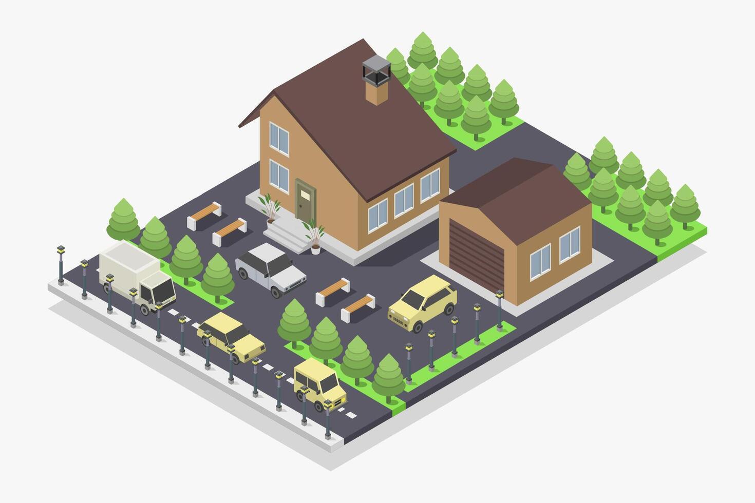 House isometric illustrated on white background vector
