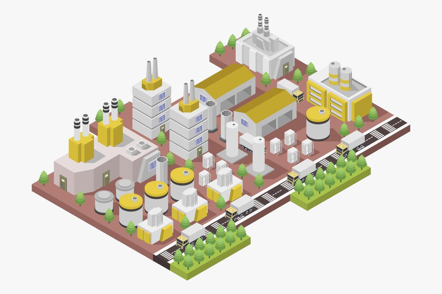Geothermal power plant isometric illustrated on white background vector