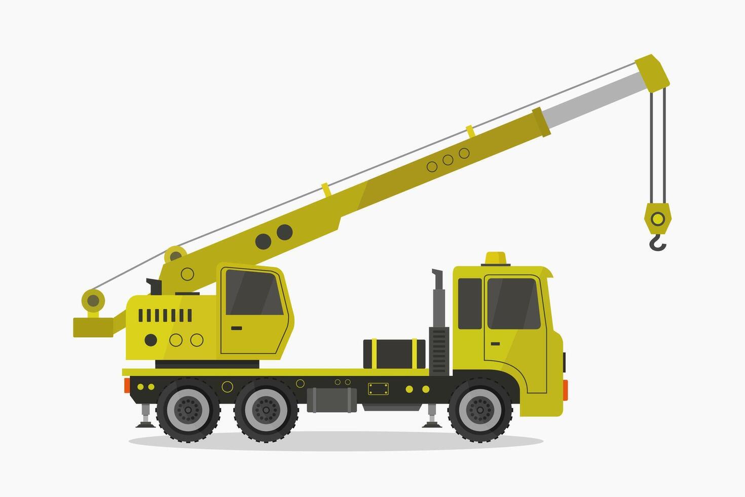 Crane truck illustrated on white background vector