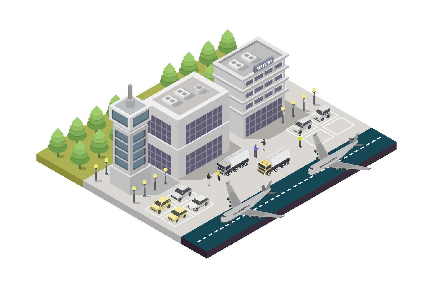 Airport isometric illustrator on white background vector