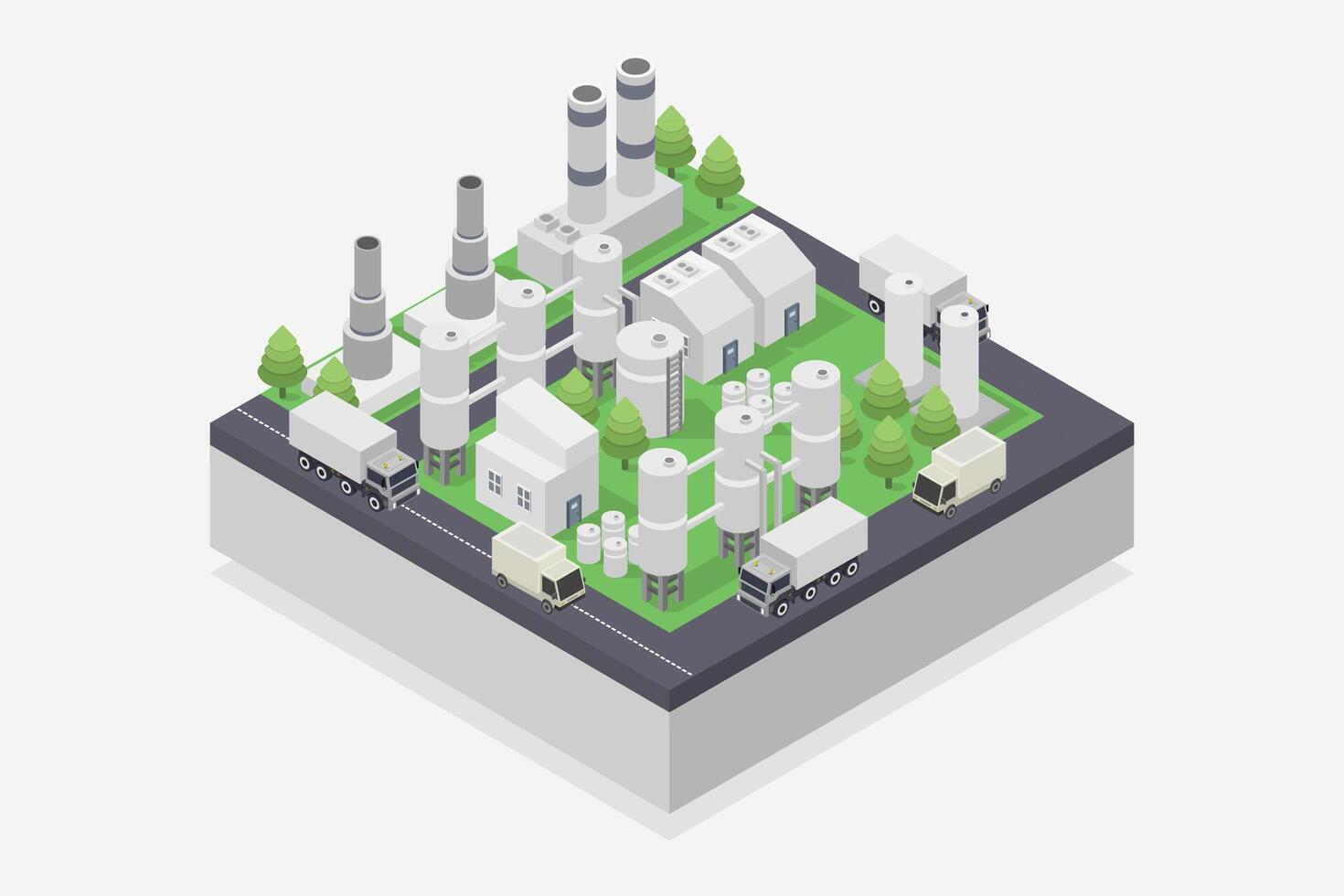Geothermal power plant isometric illustrated on white background vector