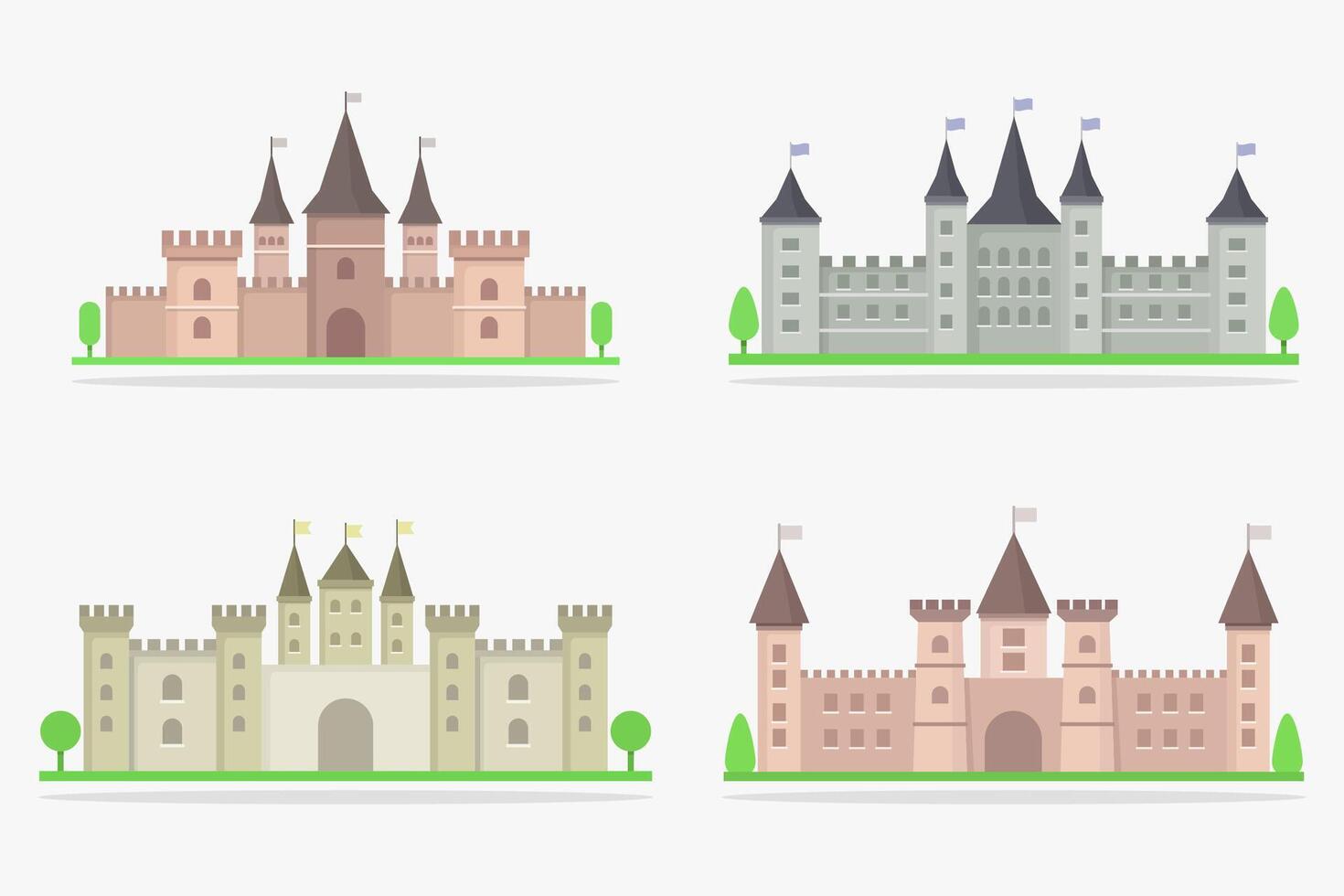 Castles illustrated on white background vector