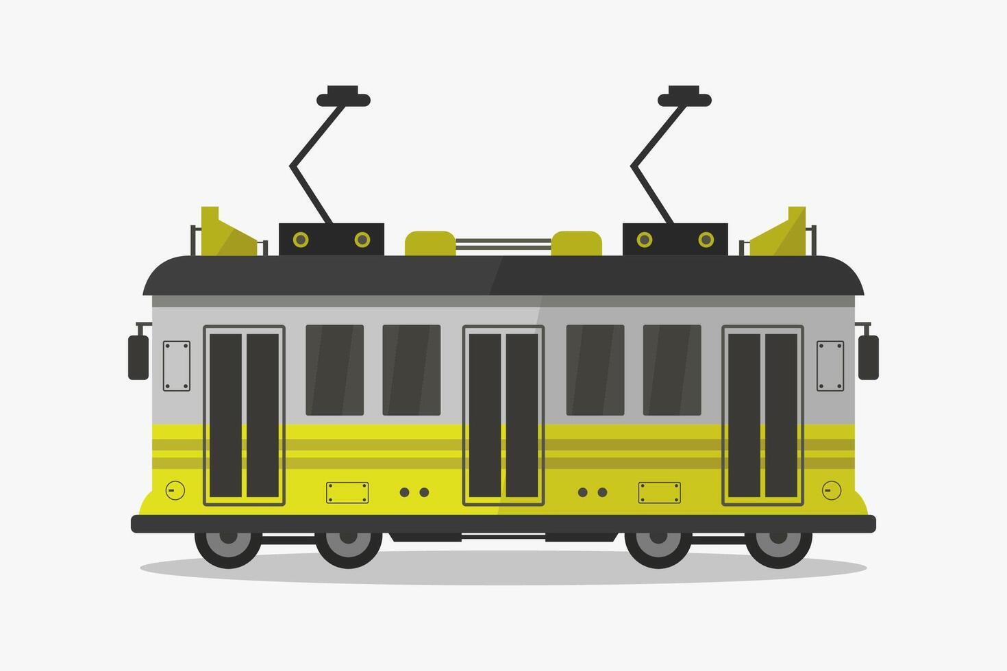 Tram illustrated on white background vector