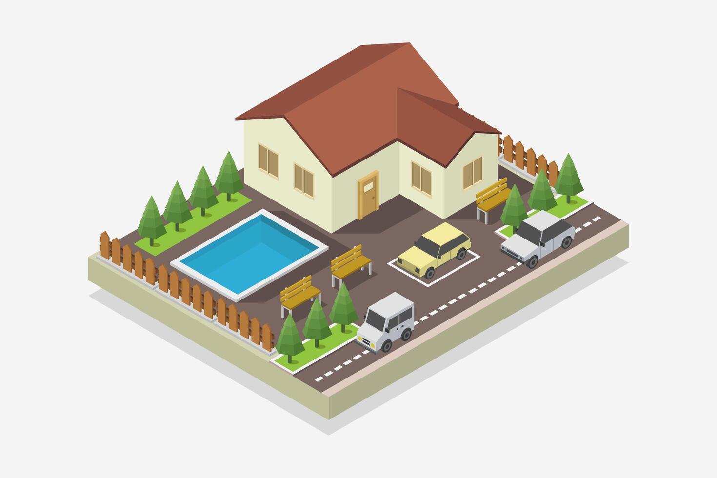 House isometric illustrated on white background vector
