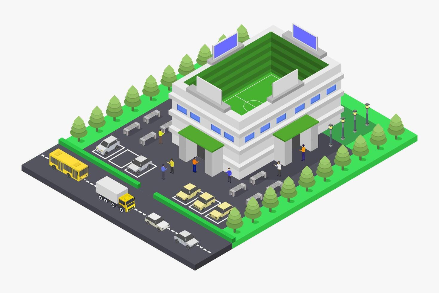 Isometric football stadium on white background vector