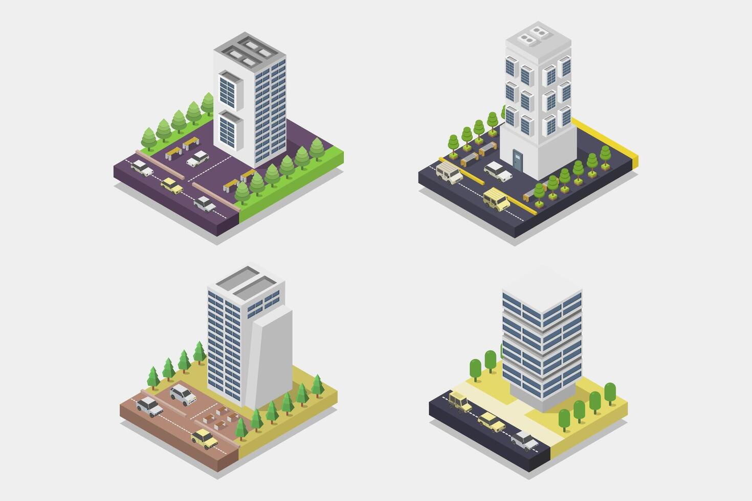 Isometric skyscrapers illustrated on white background vector