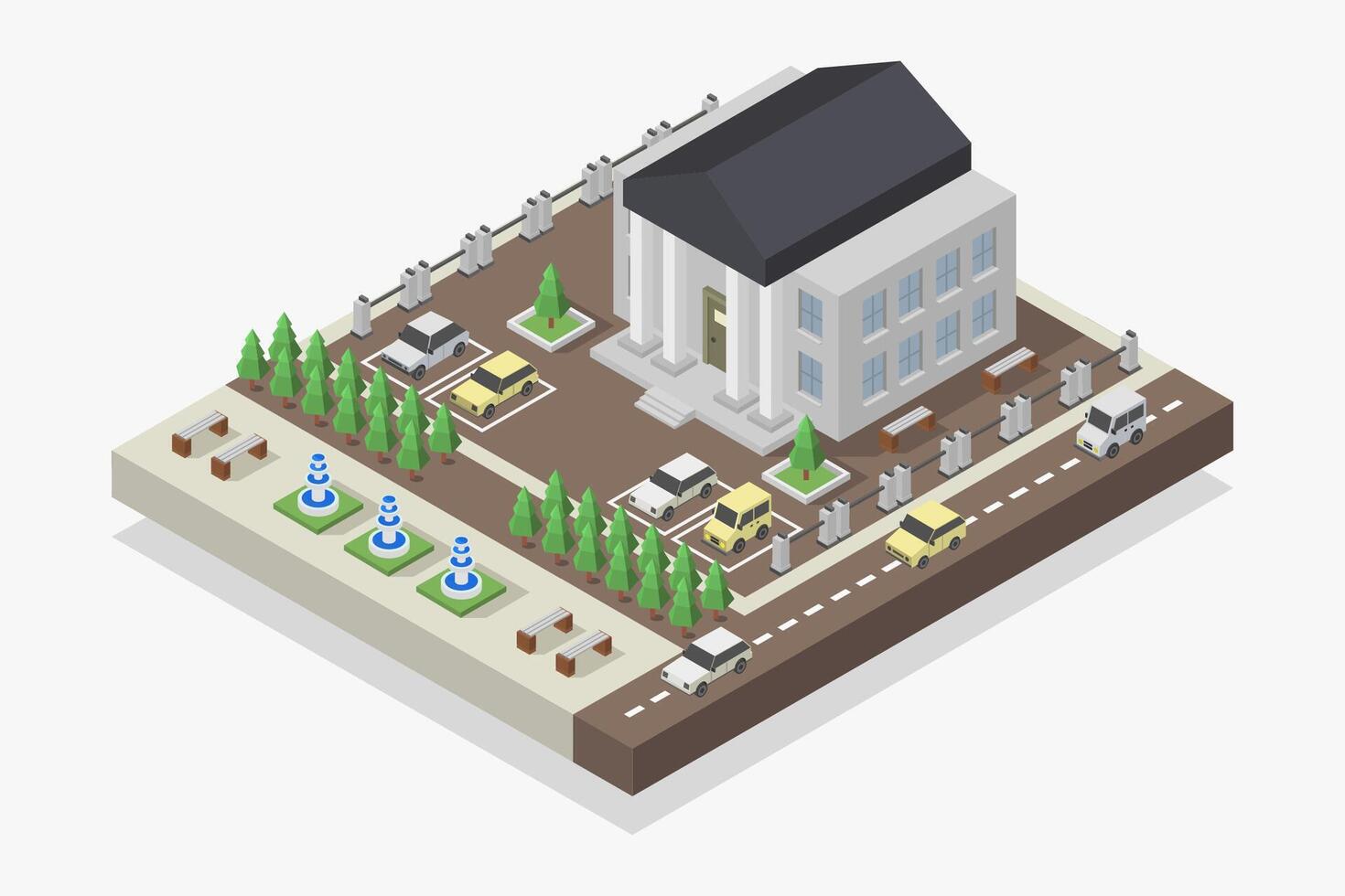 Court isometric illustrated on white background vector