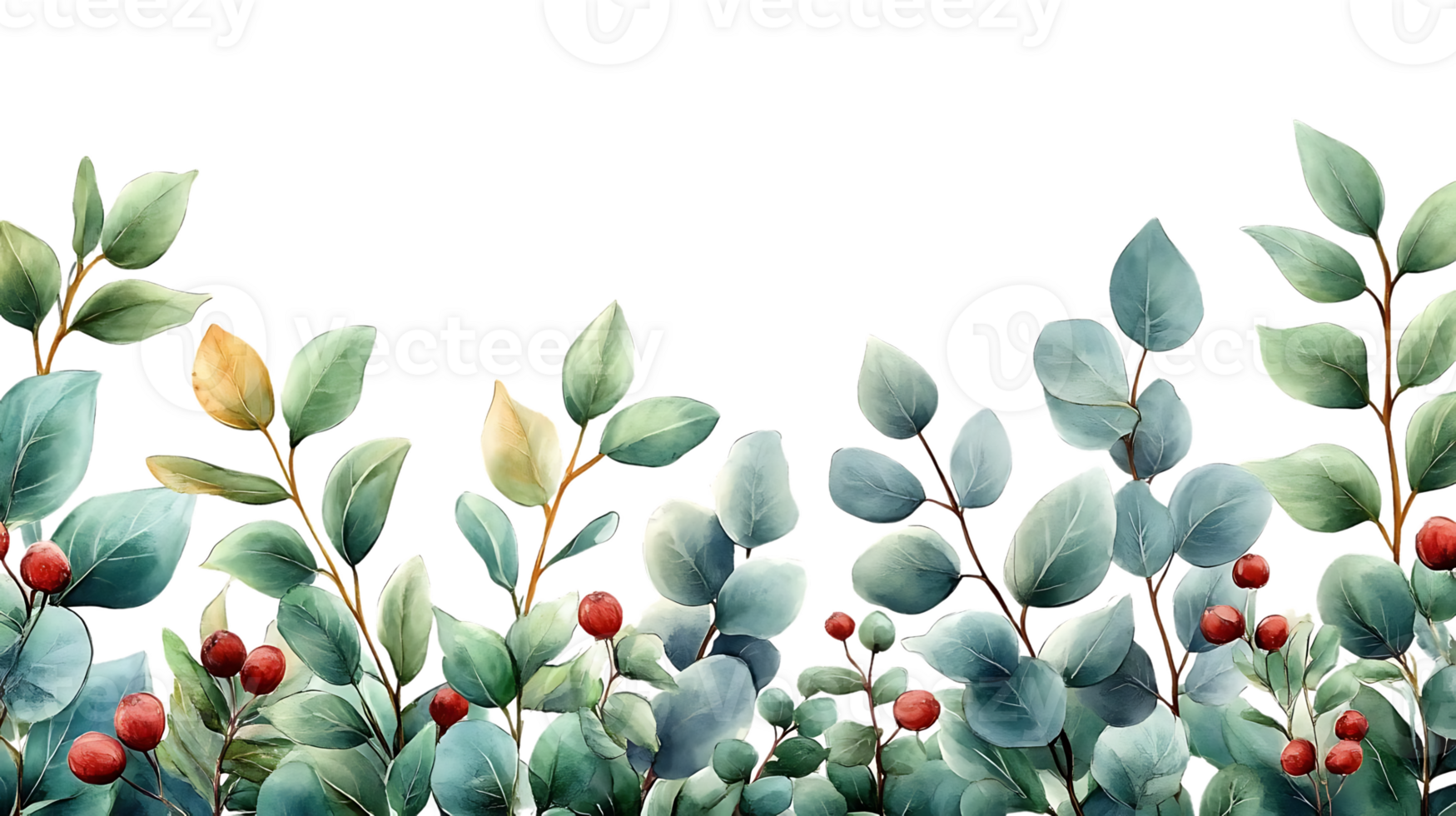 Create Watercolor Greenery Backgrounds with Transparent Leaves and Berries Seamlessly png