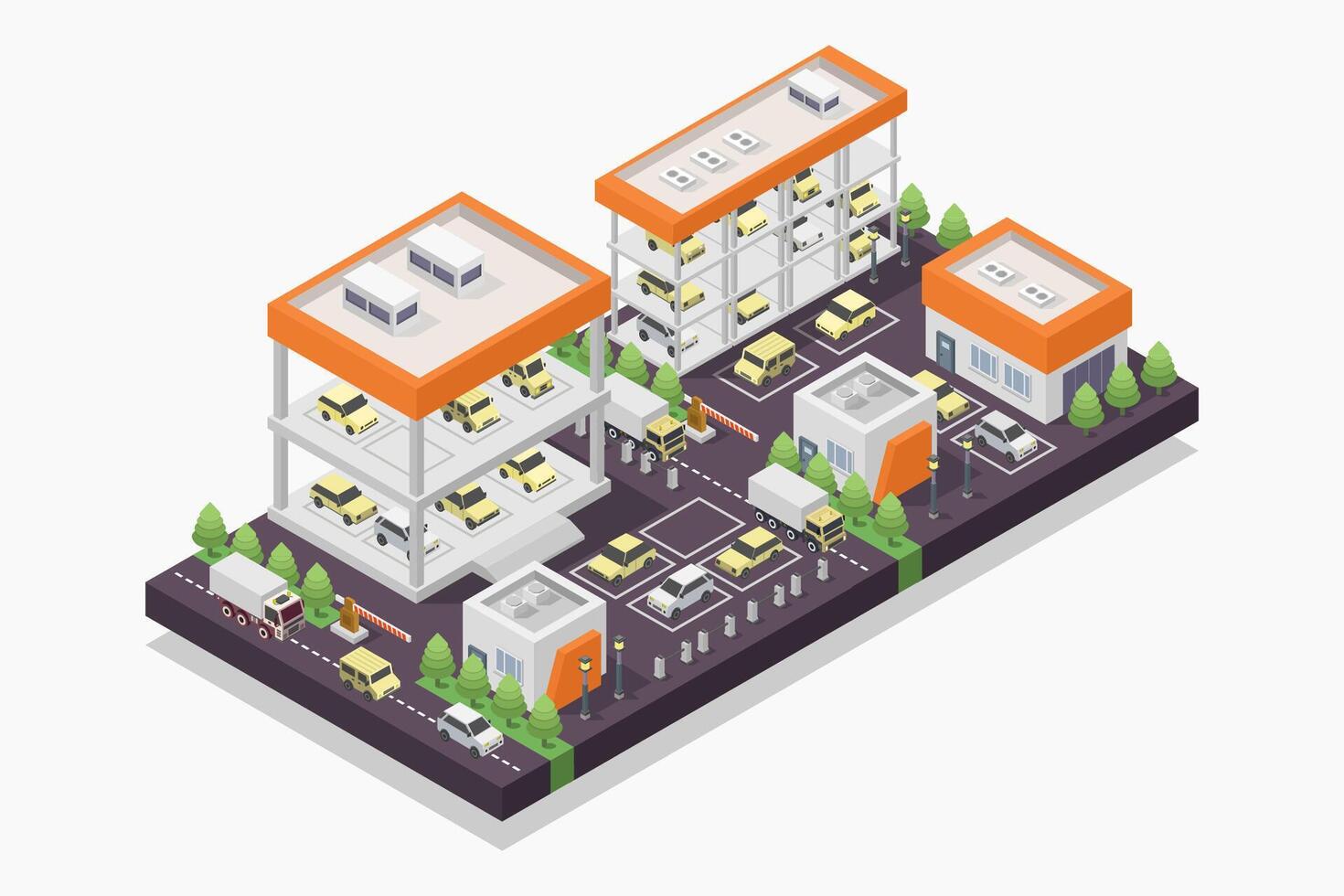 Isometric multi-storey car park vector